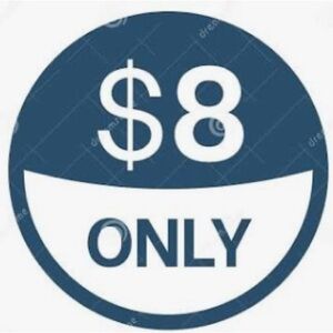Blue and White $8 Only Sign